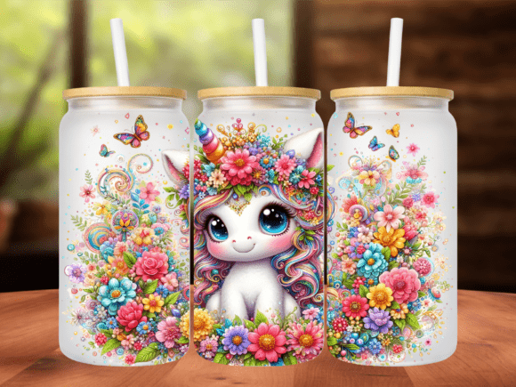 Cute Baby Unicorn 16oz Tumbler Wrap PNG: A Versatile Design for Creative Projects