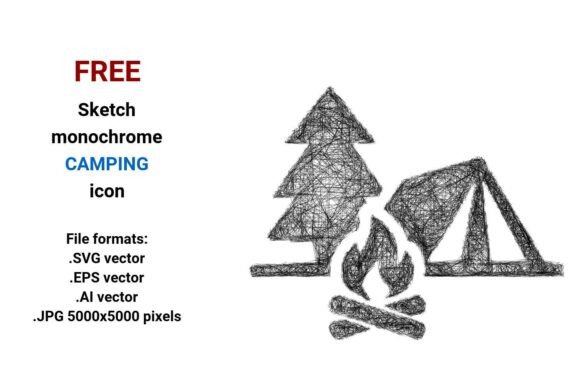 FREE Sketch Camping Icon: A Versatile Design Asset for Outdoor Enthusiasts