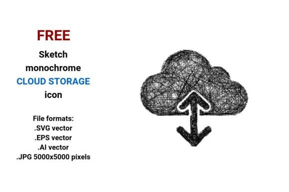 FREE Sketch Cloud Storage Icon: A Versatile Design Asset for Modern Digital Projects