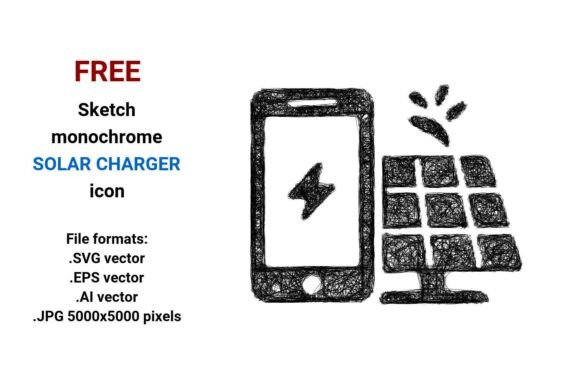 FREE Sketch Solar Charger Icon: A Modern Design Asset for Green Energy Enthusiasts