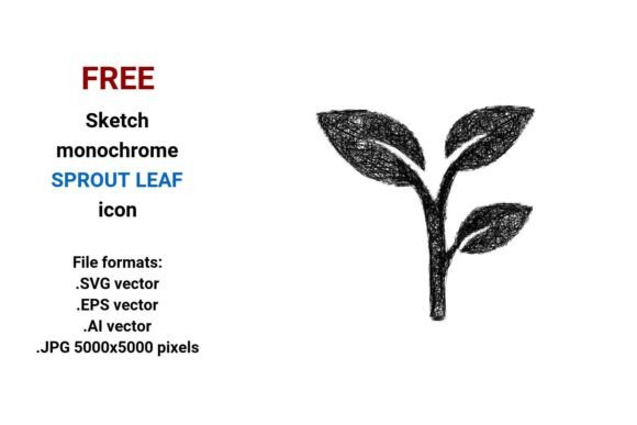 FREE Sketch Sprout Leaf Icon: A Versatile Design Element for Creativity and Functionality