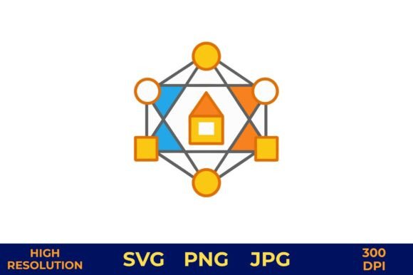 Networked House Icon in Vibrant Vector