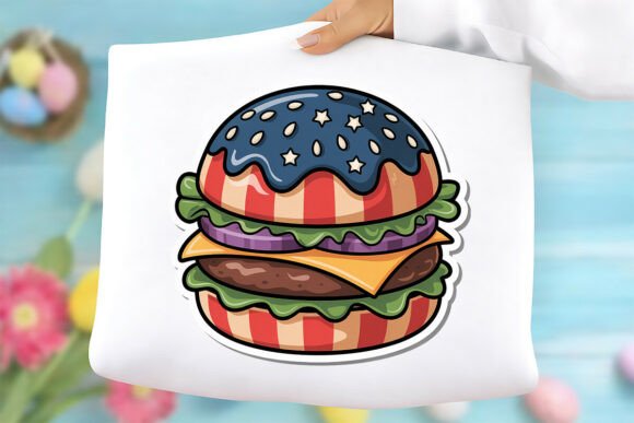 Patriotic American Flag Burger PNG: A Versatile Design for Creative and Commercial Use