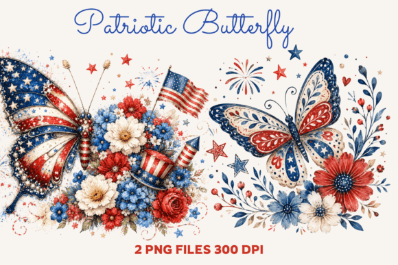 Patriotic Butterfly, July Fourth Clipart: A Creative Asset for Modern Designers