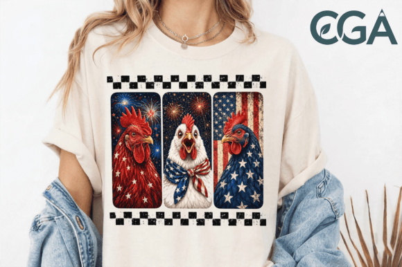 Patriotic Chickens 4th of July PNG
