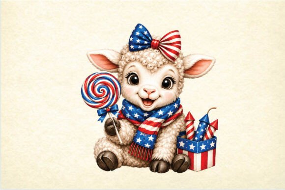 Patriotic Lamb Lollipop PNG: A Versatile Design Asset for Creative Projects