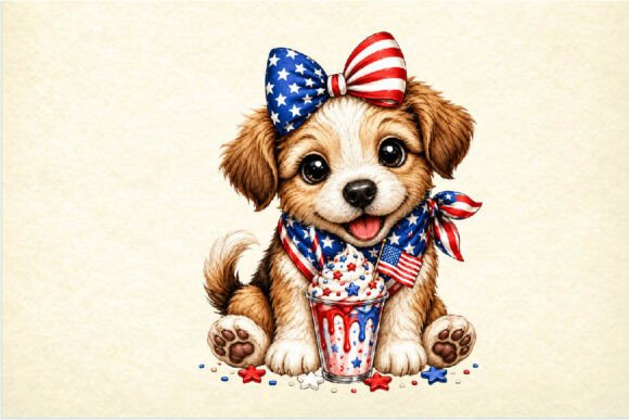 Patriotic Puppy 4th July Clipart: A Versatile Resource for Creative Projects