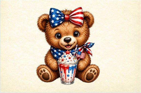 Patriotic Teddy Bear Milkshake PNG