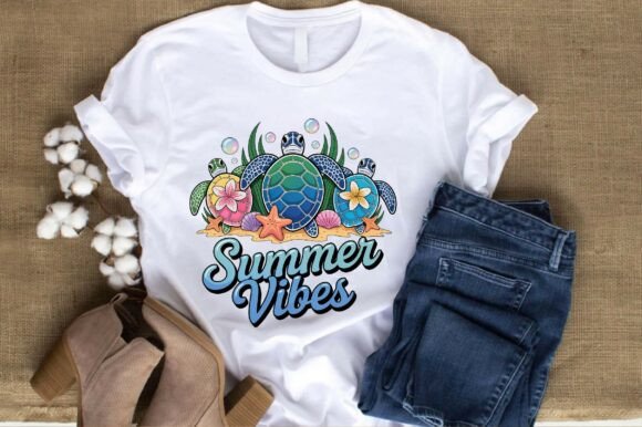Summer Vibes Turtle PNG: A Versatile Design for Creative Projects