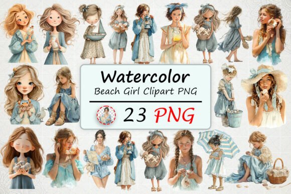 Watercolor Beach Girl Clipart PNG: A Creative Resource for Modern Designers