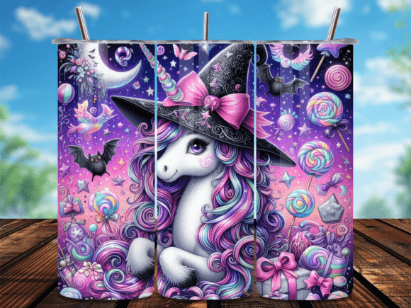 Witch Unicorn Halloween Candy Tumbler
